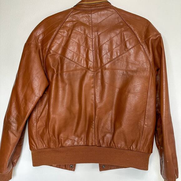 Retro Leather Jacket Brown 38  1960's-1970's Leather Coat - Picture 7 of 7